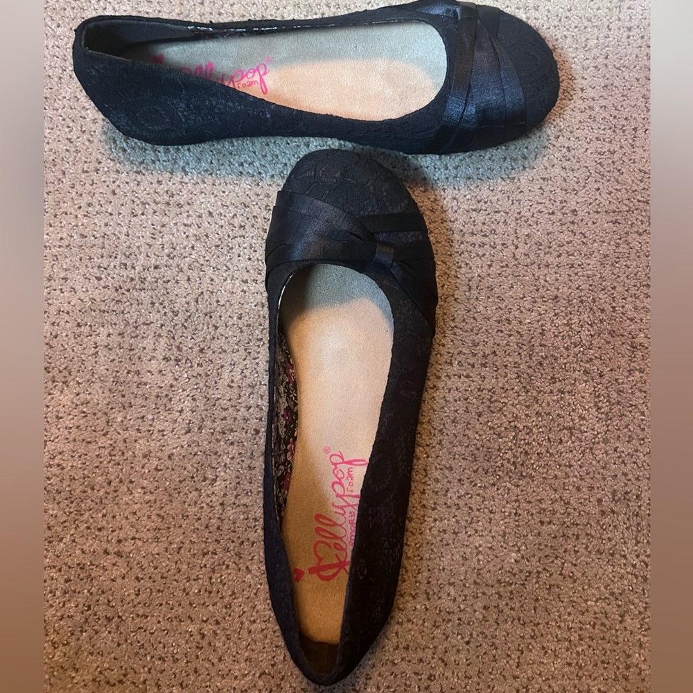 Women JellyPop black slip on flats SIZE 10